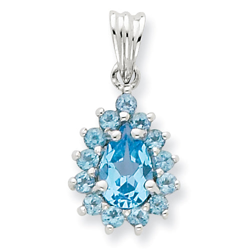 Sterling Silver Light Swiss Blue Topaz Pear-shaped Pendant