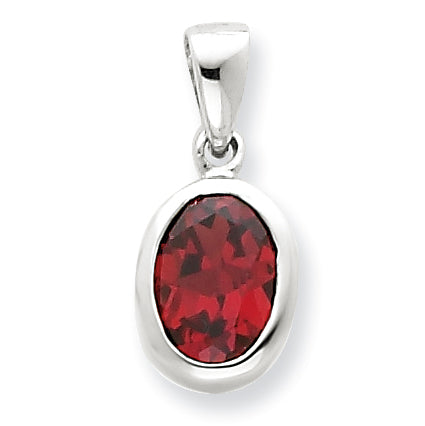 Sterling Silver Rhodium Garnet Pendant