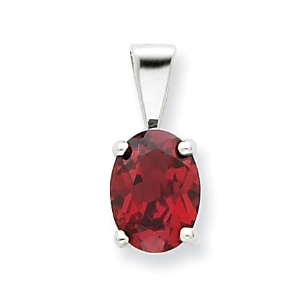 Sterling Silver Rhodium Garnet Pendant