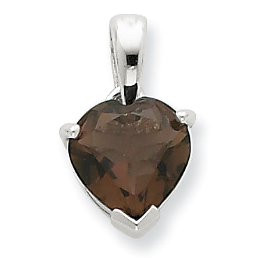 Sterling Silver Rhodium Smokey Quartz Pendant