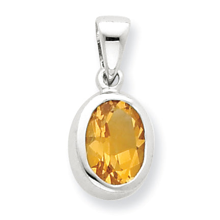 Sterling Silver Rhodium Citrine Pendant