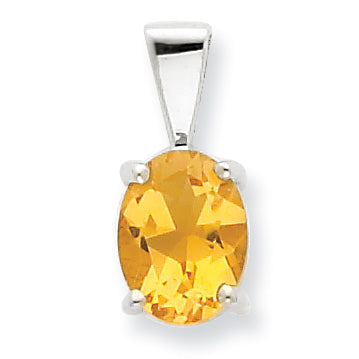 Sterling Silver Rhodium Citrine Pendant