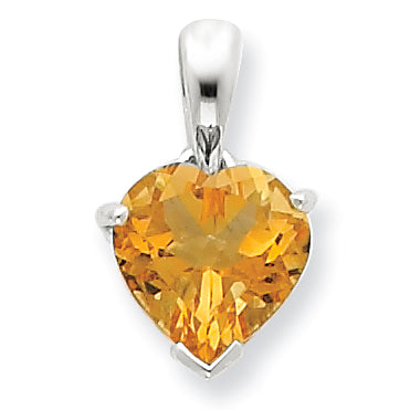 Sterling Silver Rhodium Citrine Pendant