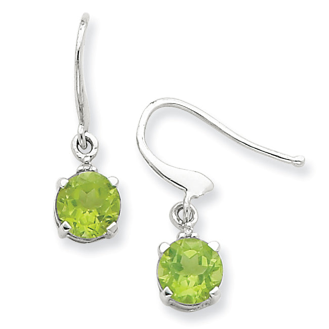 Stelring Silver Rhodium Round Peridot & Diamond Wire Earrings