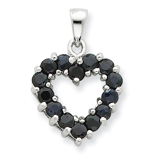 Sterling Silver Rhodium Sapphire Pendant