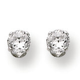 Sterling Silver 4mm Round Snap Set CZ Stud Earrings