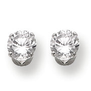 Sterling Silver 5mm Round Snap Set CZ Stud Earrings