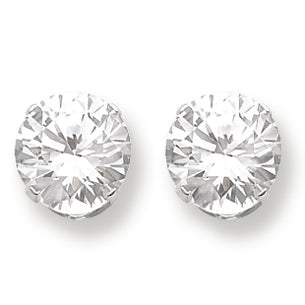 Sterling Silver 10mm Round Snap Set CZ Stud Earrings