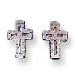Sterling Silver Cross Mini Earrings