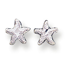 Sterling Silver Starfish Mini Earrings with D/C Center