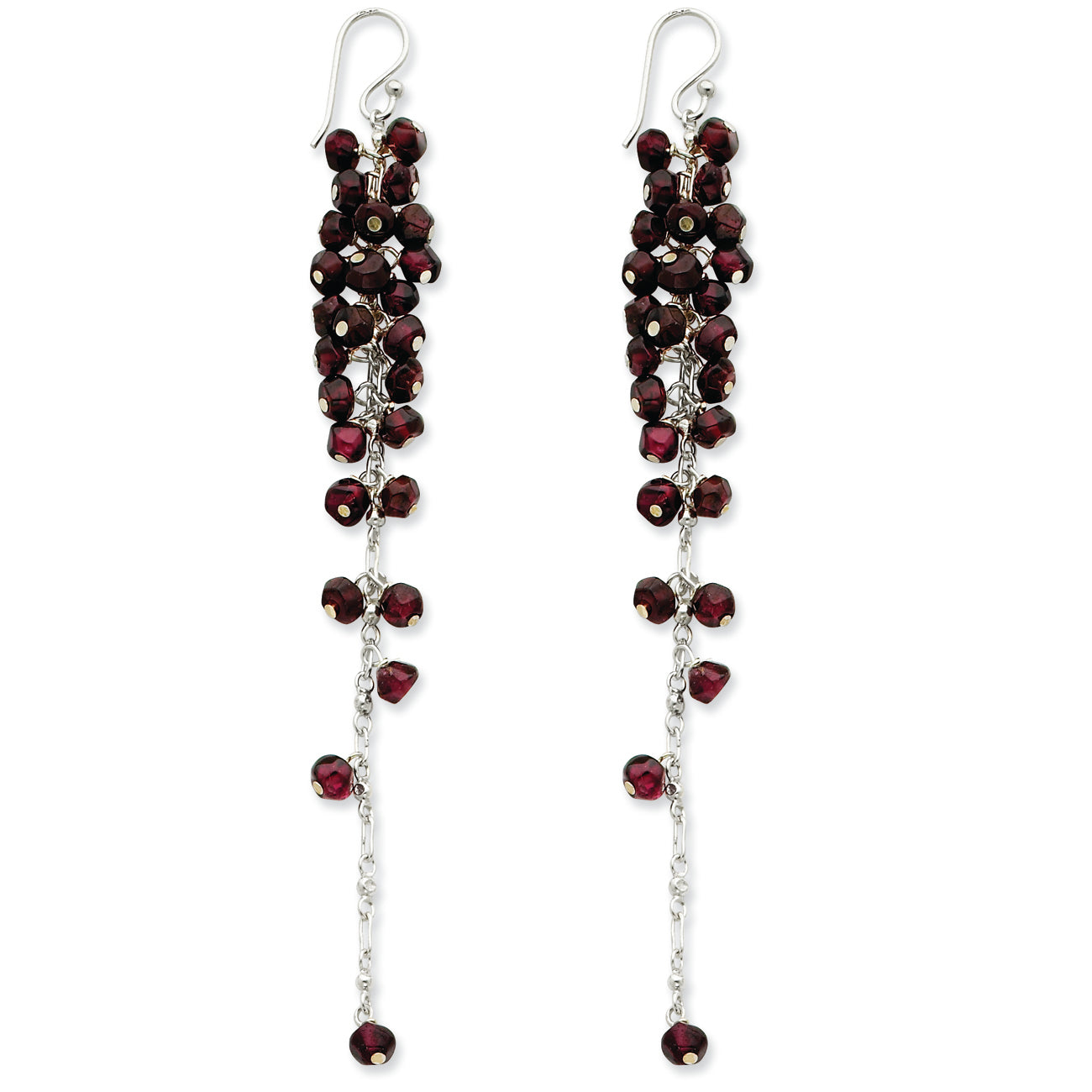 Sterling Silver Garnet Dangle Earrings