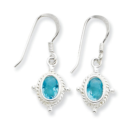 Sterling Silver Blue Topaz Fancy Dangle Earrings