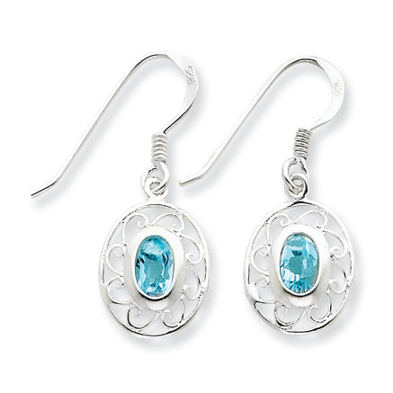 Sterling Silver Blue Topaz Fancy Dangle Earrings