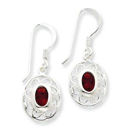 Sterling Silver Fancy Garnet Earrings