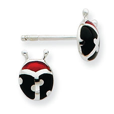 Sterling Silver Red Resin Ladybug Earrings