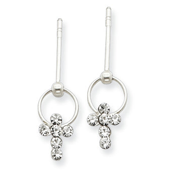 Sterling Silver CZ Cross Earrings