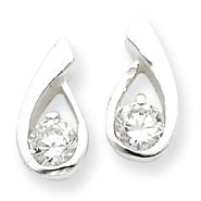 Sterling Silver CZ Post Earrings