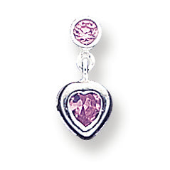 Sterling Silver Pink Heart CZ Earrings