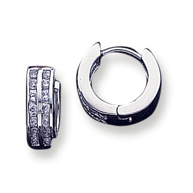 Sterling Silver CZ Hoop Earrings