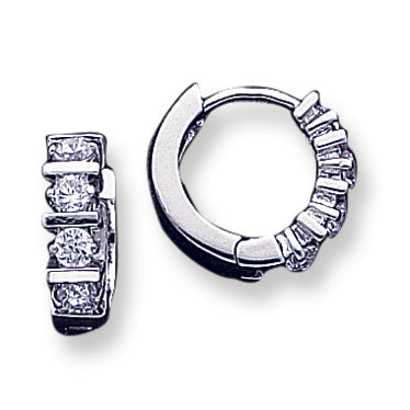 Sterling Silver CZ Hoop Earrings