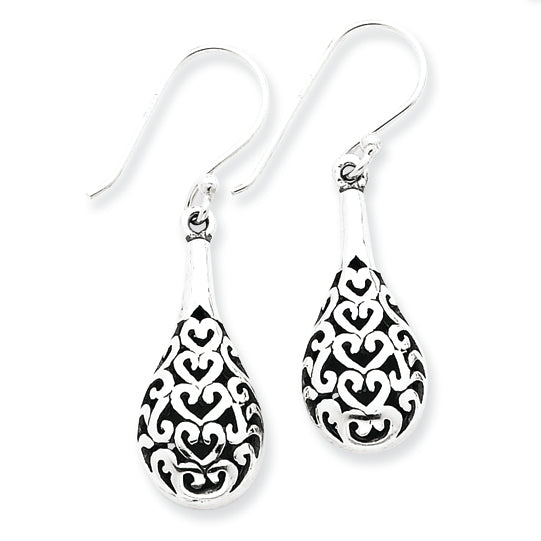 Sterling Silver Antiqued Fancy Dangle Earrings
