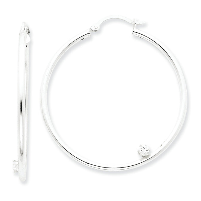 Sterling Silver CZ Hoop Earrings