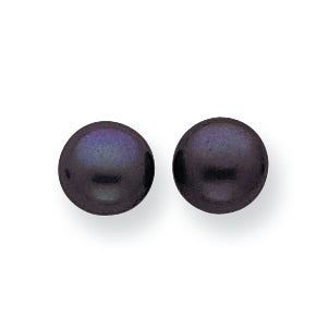 Sterling Silver Black Cultured Pearl Button Earrings