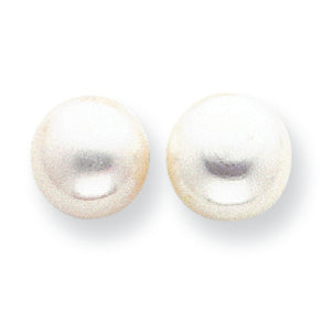 Sterling Silver White Cultured Pearl Button Earrings