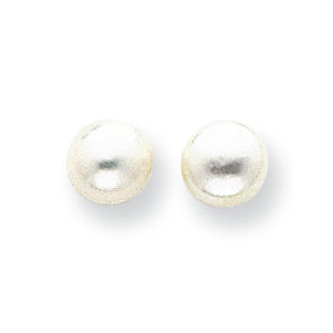 Sterling Silver White Cultured Pearl Button Earrings