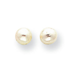 Sterling Silver White Cultured Pearl Button Earrings