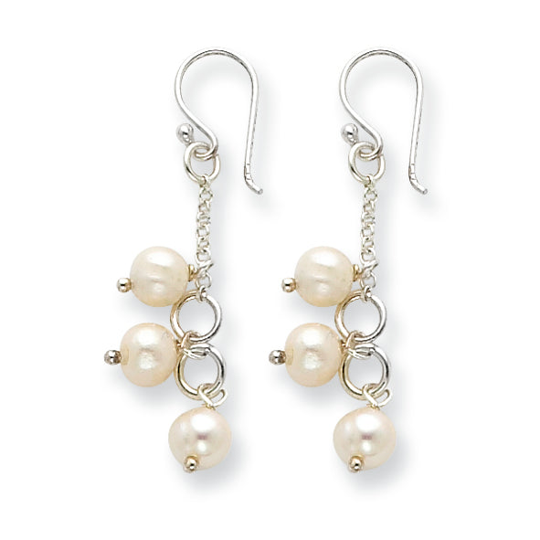 Sterling Silver Circles & Freshwater Cultured Pearl Earrings