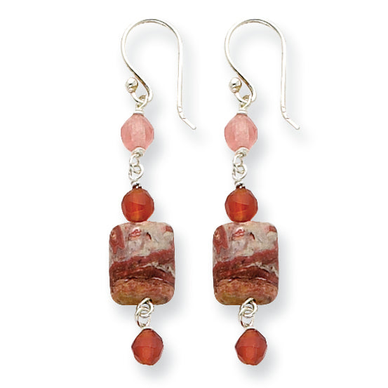 Sterling Silver Cherry Quartz/Carnelian/Red Jasper Earrings