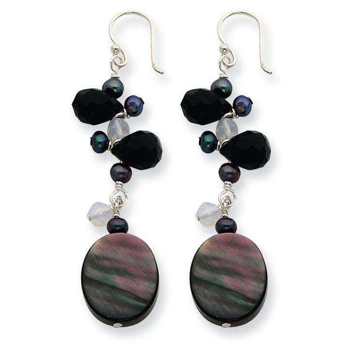 Sterling Silver Agate/Opalite/FW Cultured Pearl/Mother of Pearl Earrings