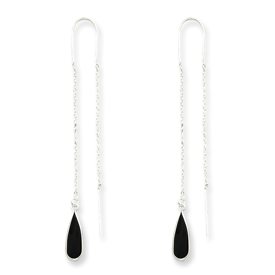 Sterling Silver Onyx Threader Earrings