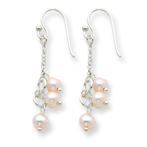 Sterling Silver Pink Freshwater Cultured Pearl Earrings