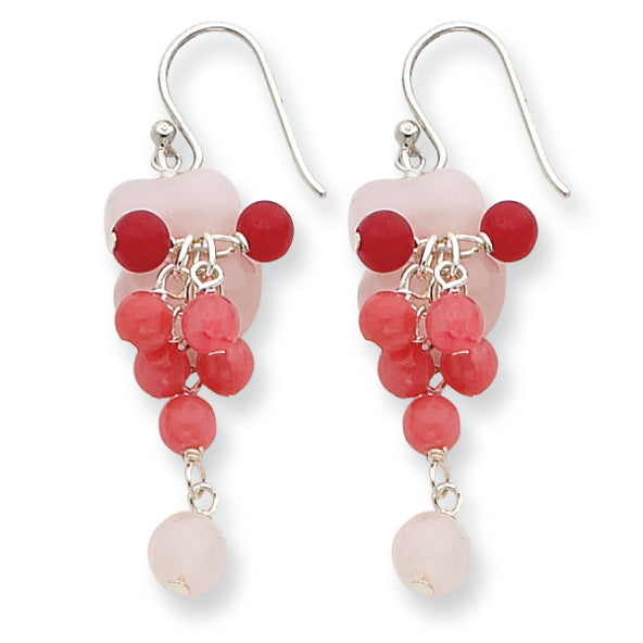 Sterling Silver Cherry/Rose/Strawberry Quartz Earrings