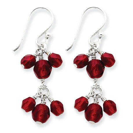 Sterling Silver Red Crystal Earrings