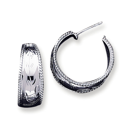 Sterling Silver Fancy Hoop Earrings