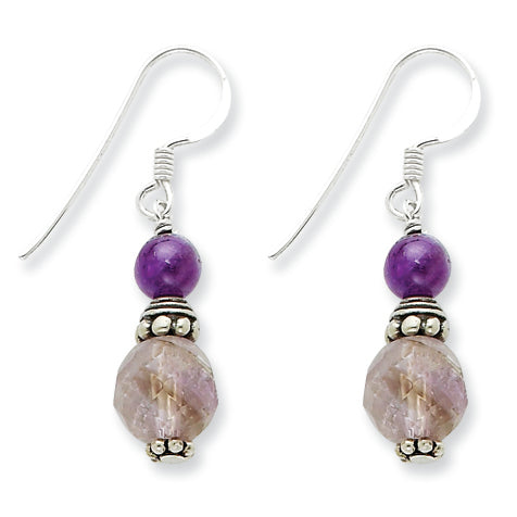 Sterling Silver Amethyst Antiqued Earrings