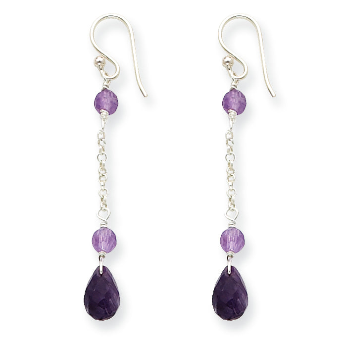 Sterling Silver Amethyst Dangle Earrings