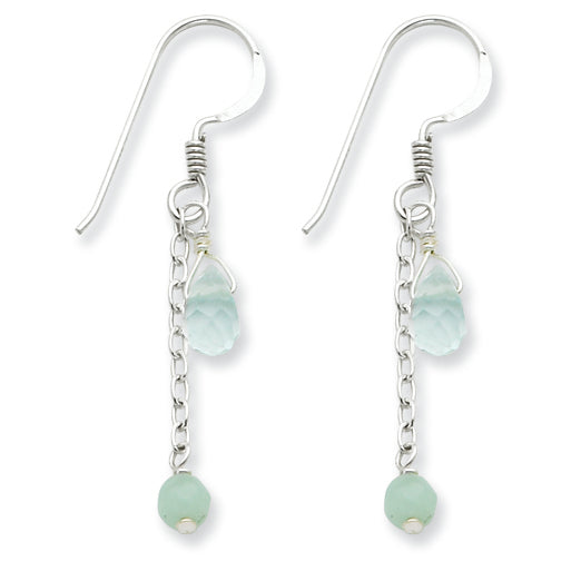 Sterling Silver Blue Crystal/Amazonite Earrings