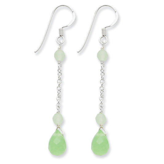 Sterling Silver Green Agate/Jade Earrings