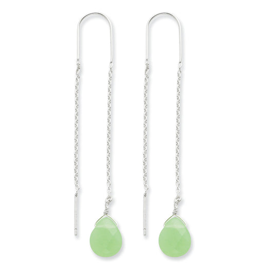 Sterling Silver Green Agate Threader Earrings