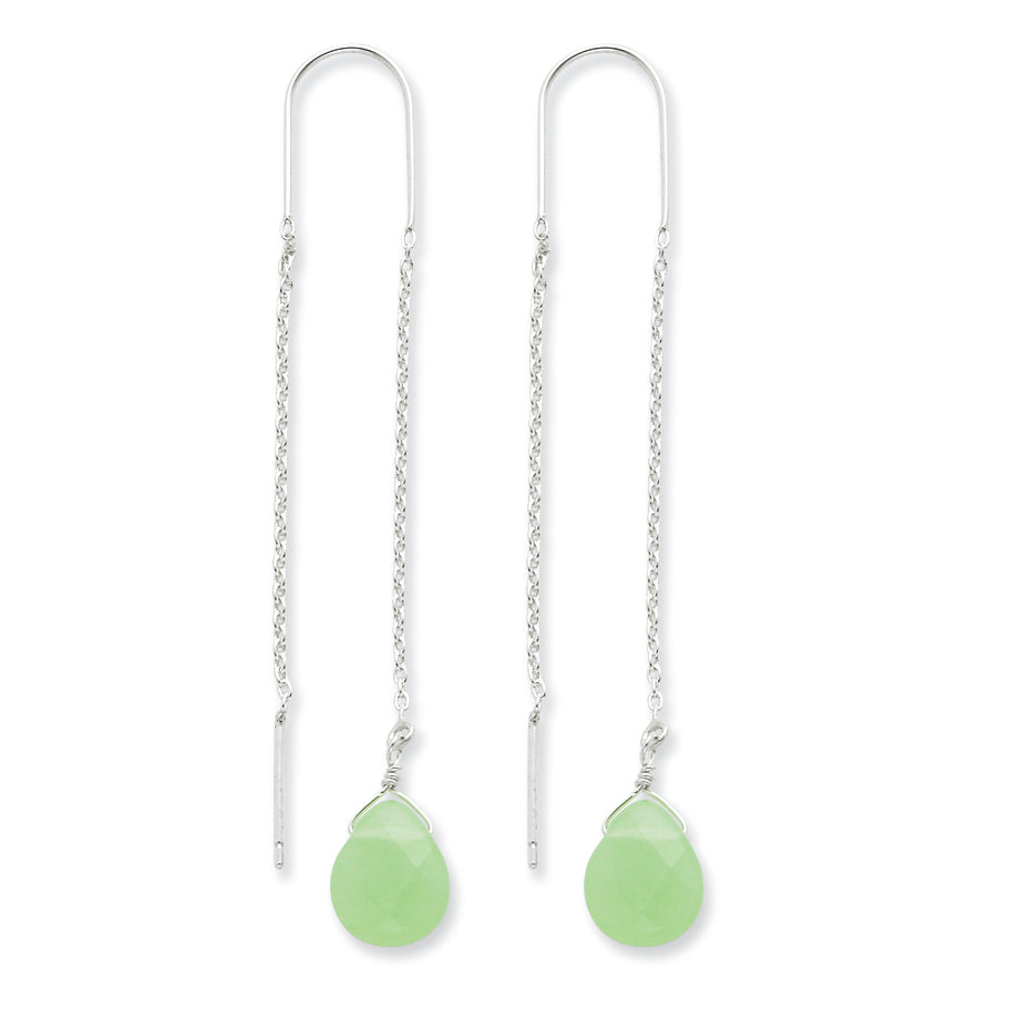 Sterling Silver Green Agate Threader Earrings