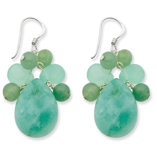 Sterling Silver Green Agate/Amazonite/Jade Earrings