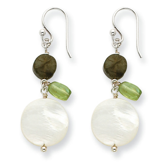 Sterling Silver Labradorite/Peridot/Mother of Pearl Earrings