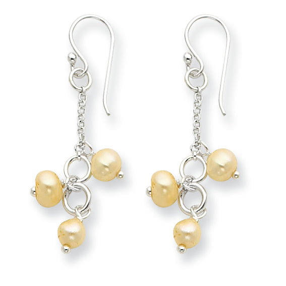 Sterling Silver Freshwater Cultured Yellow Pearl Earrings