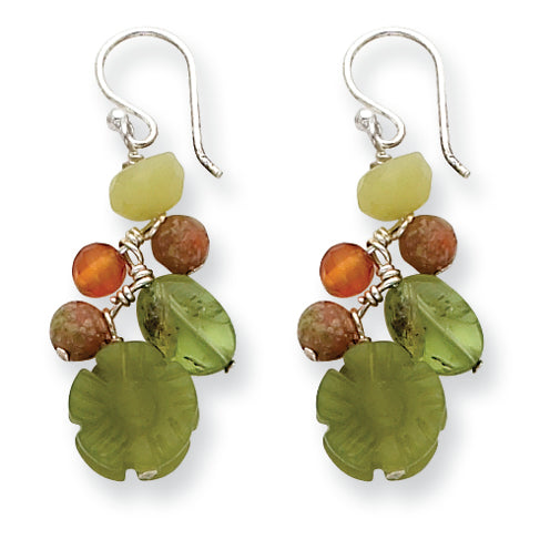 Sterling Silver Jade/Unikite/Peridot/Aventurine/Carnelian Earrings