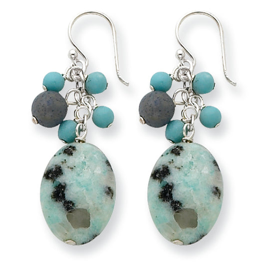 Sterling Silver Kiwi Jasper/Blue Agate/Turquoise Earrings