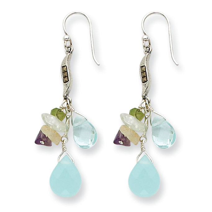Sterling Silver Blue Crystal/Amazonite/Peridot/Citrine/Amethyst Earrings